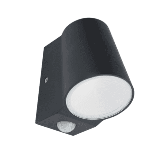 Led Cob Wall Sensor Luminaire 6W 400Lm 100° 230V Ac 3.000K Dark Grey Cri80 Ip54 30.000Hrs